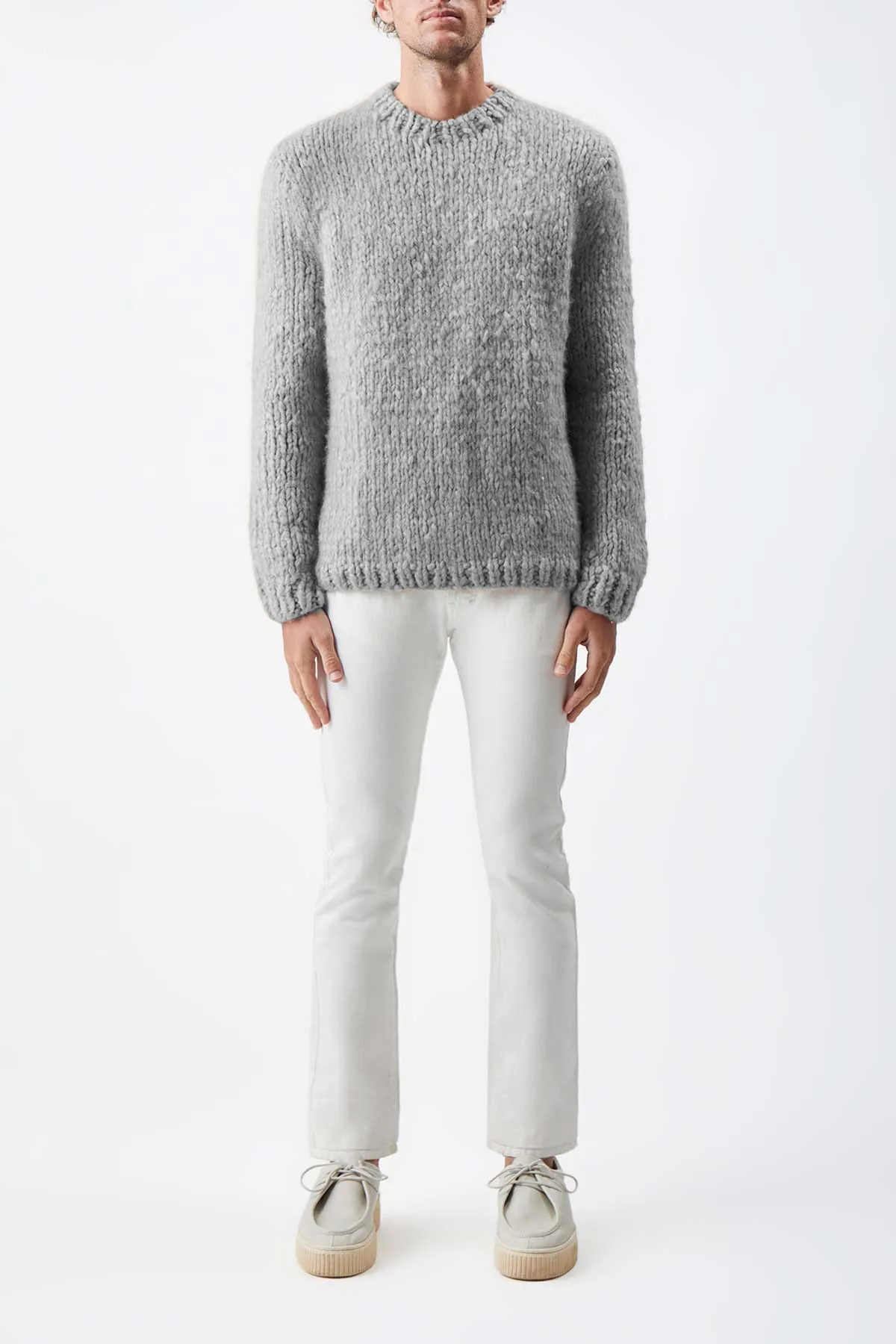 Lawrence Knit Sweater in Heather Grey Welfat Cashmere