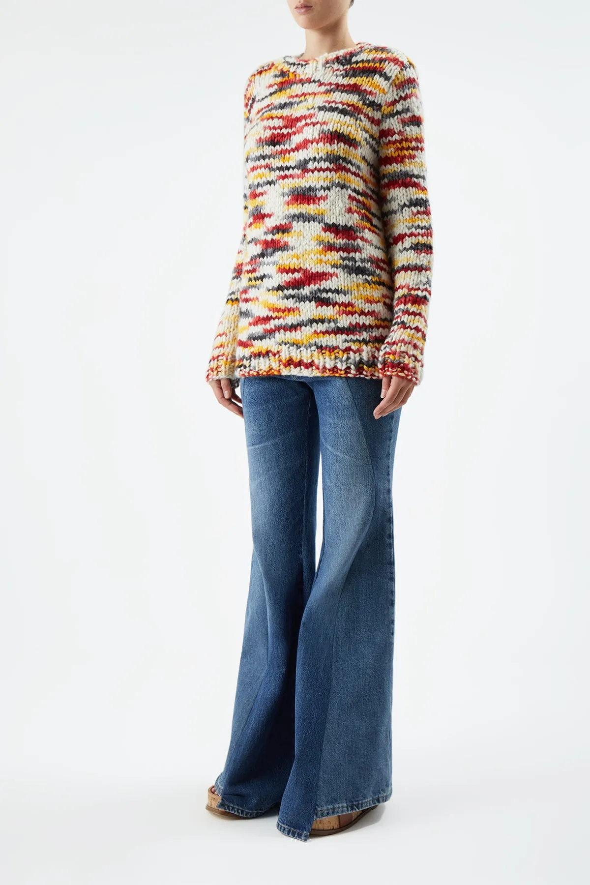 Lawrence Knit Sweater in Space Dye Fire Multi Welfat Cashmere