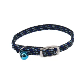 Li'l Pals Elasticized Safety Kitten Collar with Reflective Threads, Black with Blue