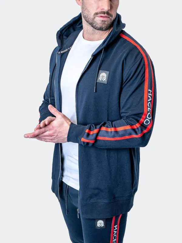 Maceoo Stretch Athletic Wear | Hoodie Leo NavyBlue