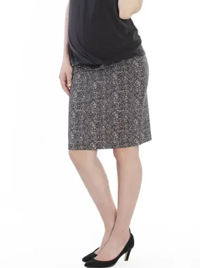 Maternity Stretchy Ponti Skirt in Black & White Print