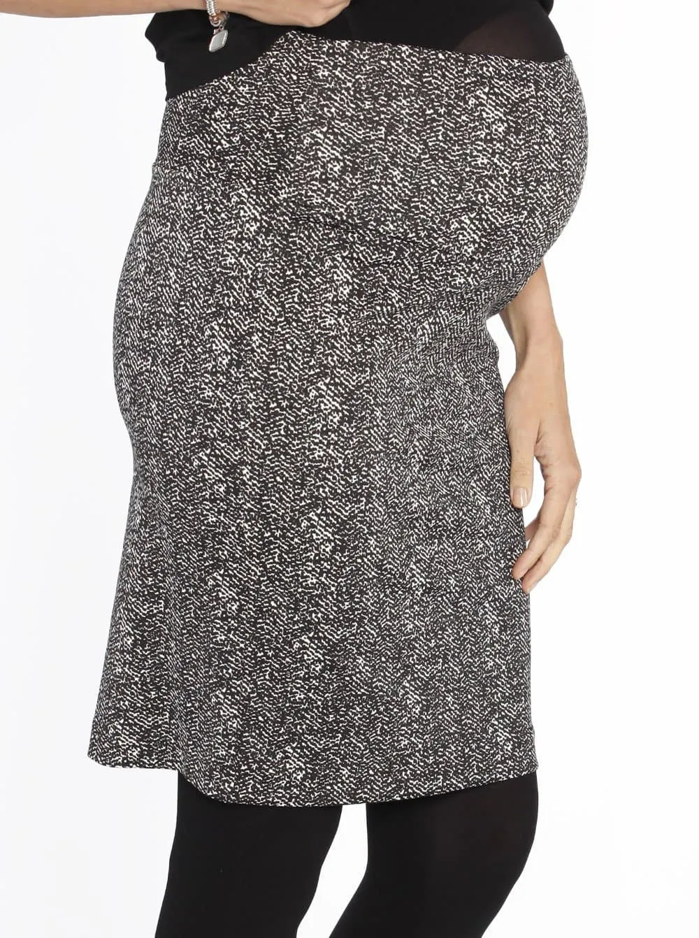 Maternity Stretchy Ponti Skirt in Black & White Print