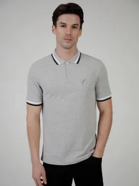 Mish Mash REGULAR FIT RAPTOR GREY MARL PIQUE POLO