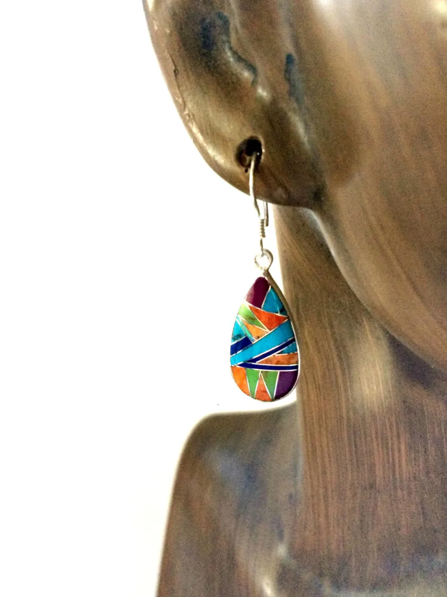 Multistone Inlay Teardrop Dangles