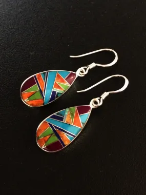 Multistone Inlay Teardrop Dangles