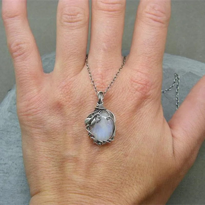 Mystery Fairy Leaf Moonstone Necklace