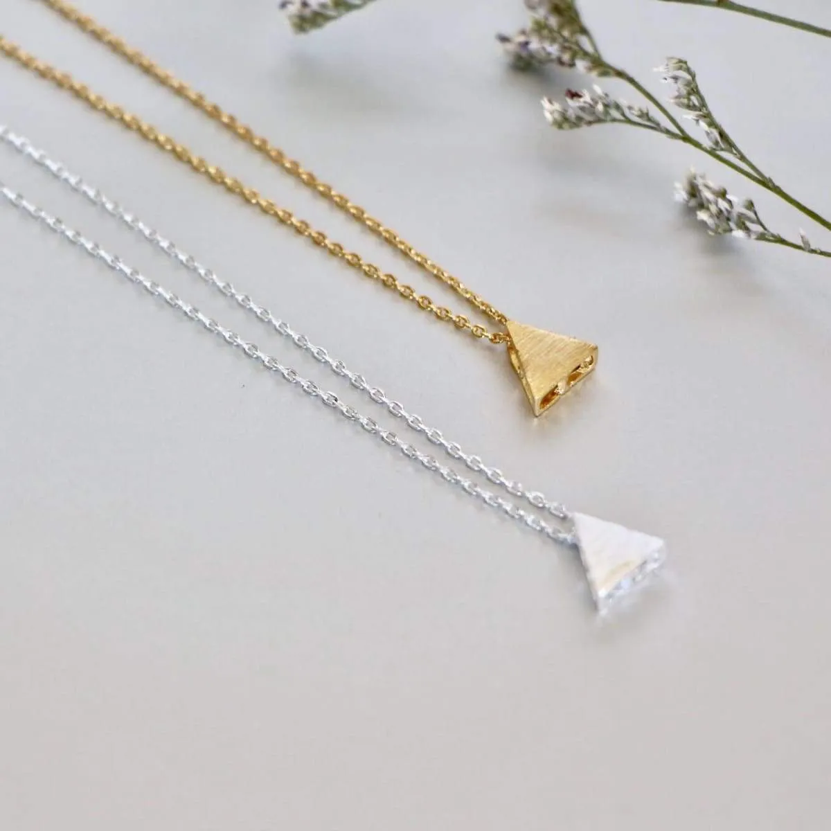 Necklace Set, Gold And Rhodium Triangle Charm, Rhodium And Gold Dipped Necklace, Minimalist Necklace, Gift Necklace (SS99/100)