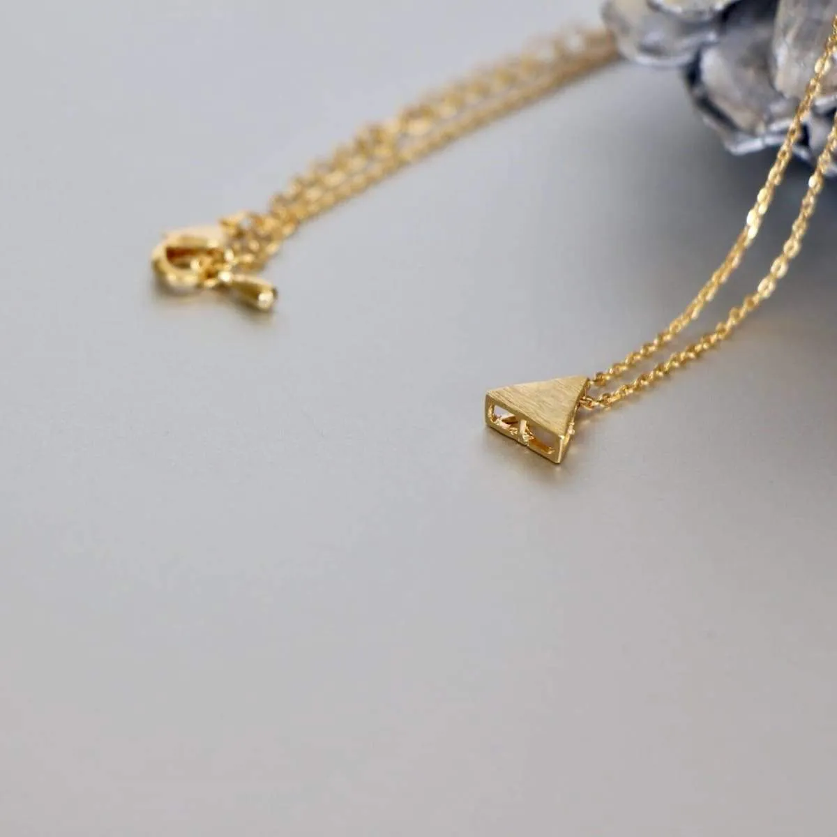 Necklace Set, Gold And Rhodium Triangle Charm, Rhodium And Gold Dipped Necklace, Minimalist Necklace, Gift Necklace (SS99/100)