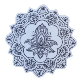 No cutout Silly Patch: Black henna lotus mandala