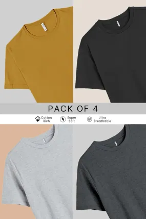 Pack 4 - Dark Grey, Light Grey, Mustard and Smoky Grey - Classic Crew