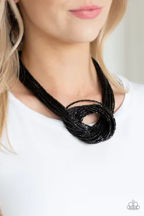 Paparazzi Accessories  - Knotted Knockout #N373 Box 4 - Black Necklace