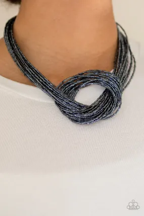 Paparazzi Accessories  - Knotted Knockout #N373 Box 4 - Blue Necklace