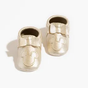 Platinum Mickey Mouse Bow Baby Shoe