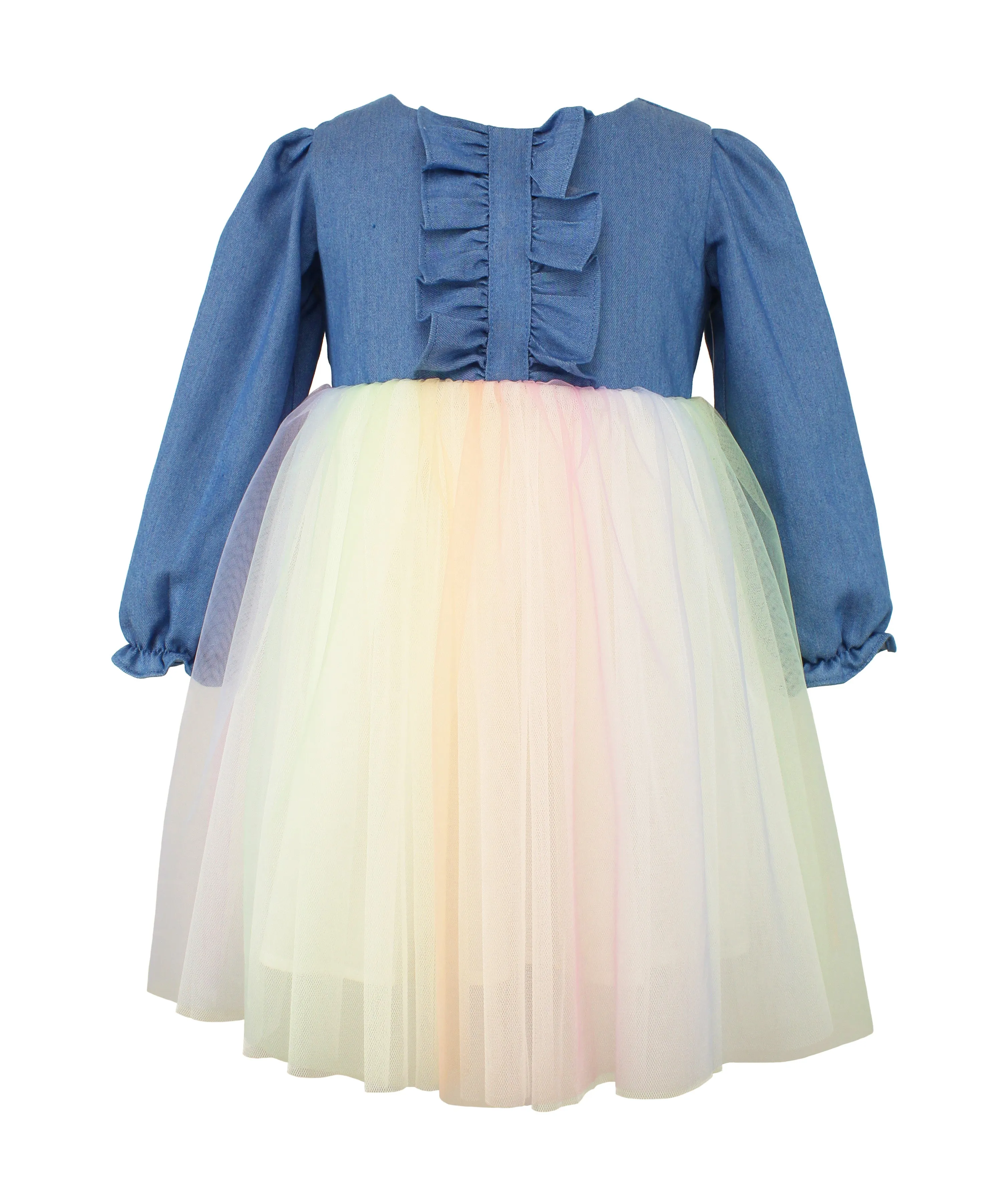 Popatu Baby Girl's Long Sleeve Rainbow Dress