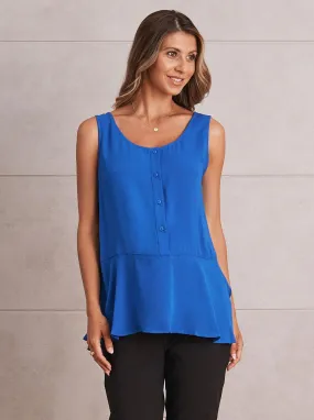 Reversible Maternity Button Front Smart Nursing Top in Blue