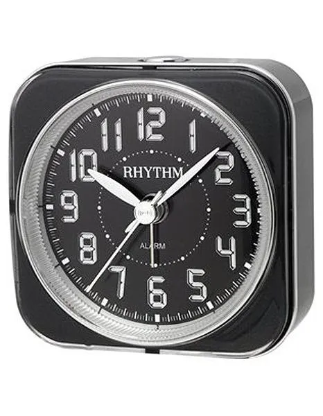 Rhythm Nightbright 826 Alarm Clock with Snooze Function & LED Light - Black Dial