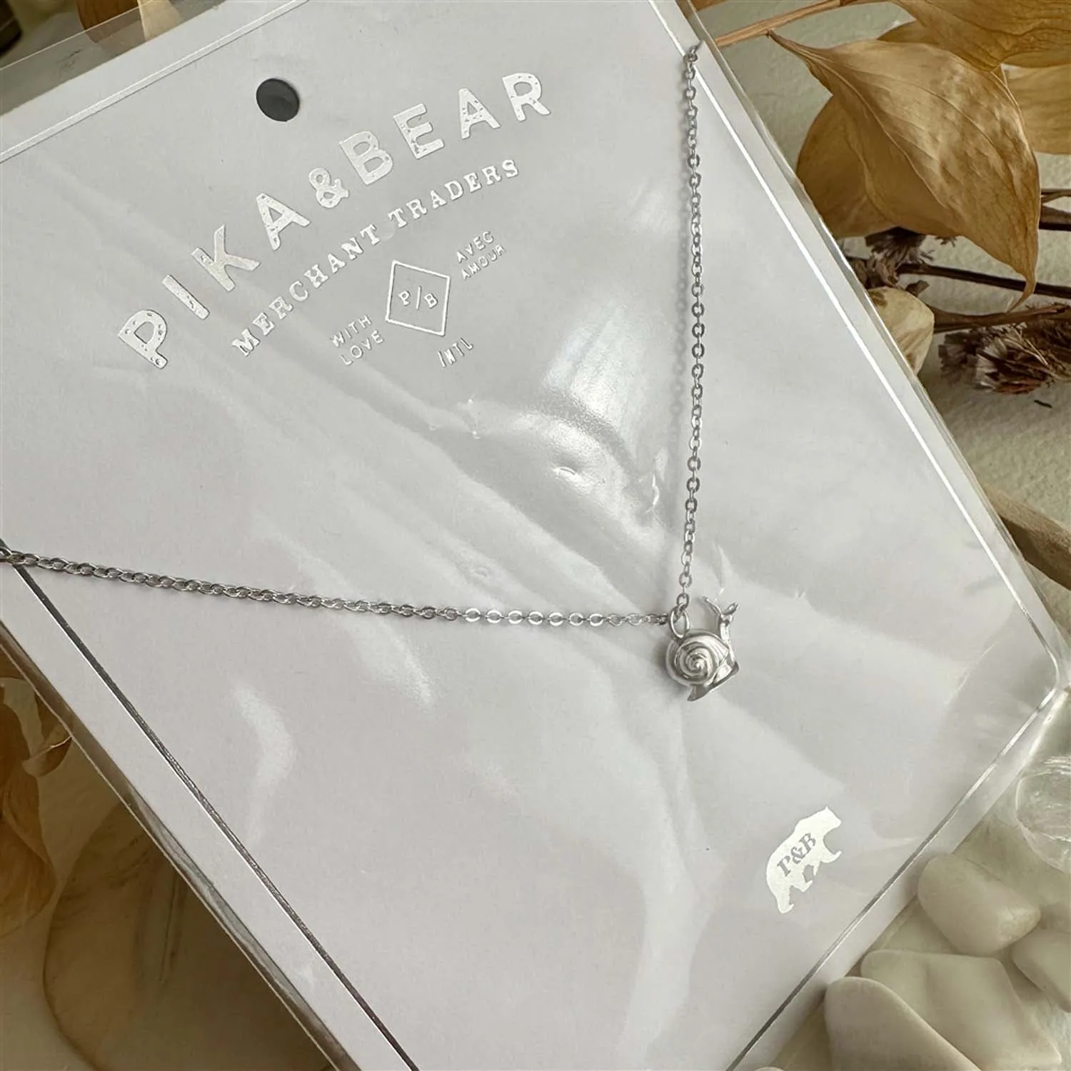 Silver Snail Charm Necklace