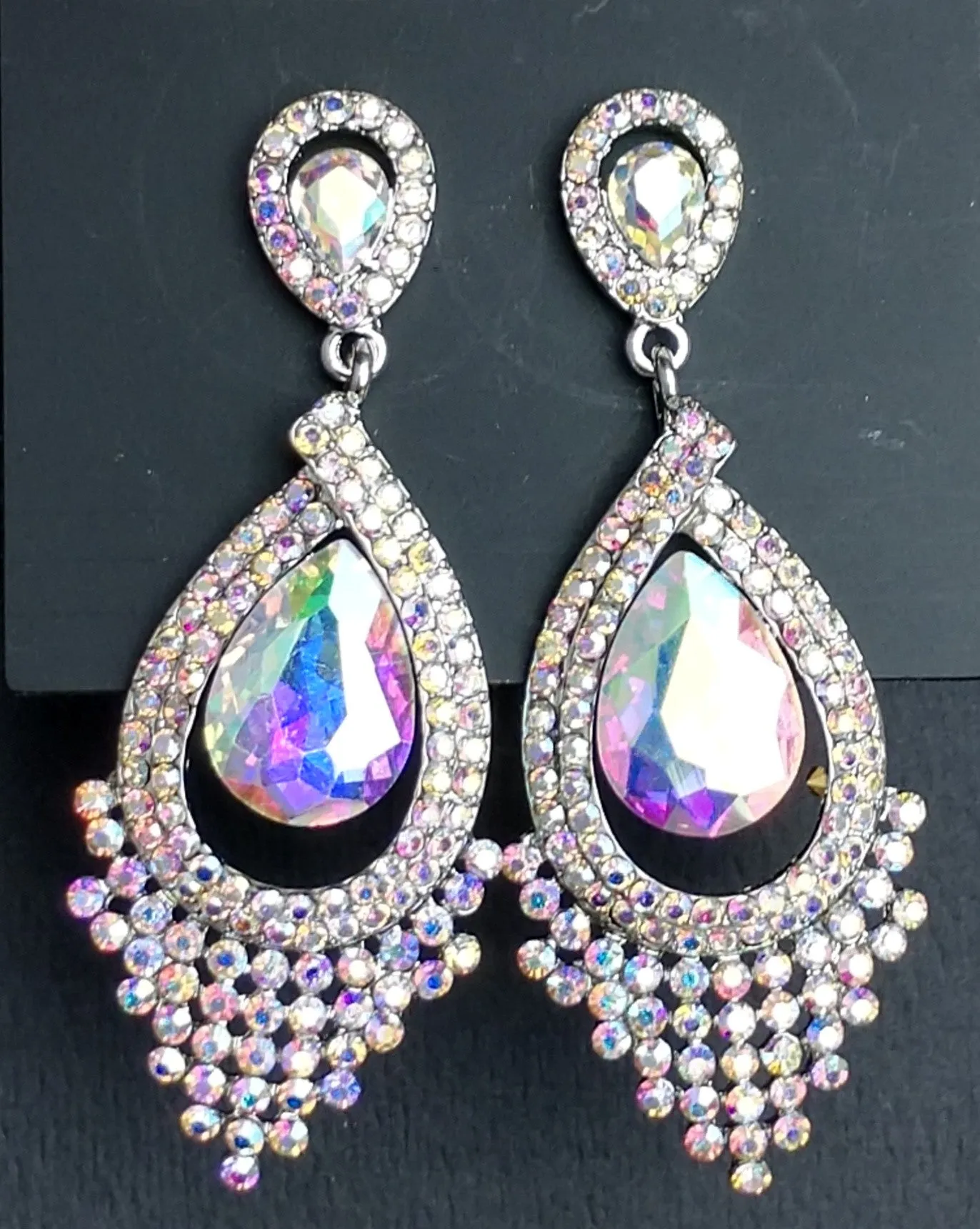 Sophia collection AB Rhinestone Chandelier post earrings