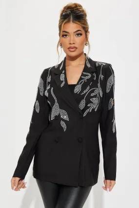 Stand Out Rhinestone Blazer - Black