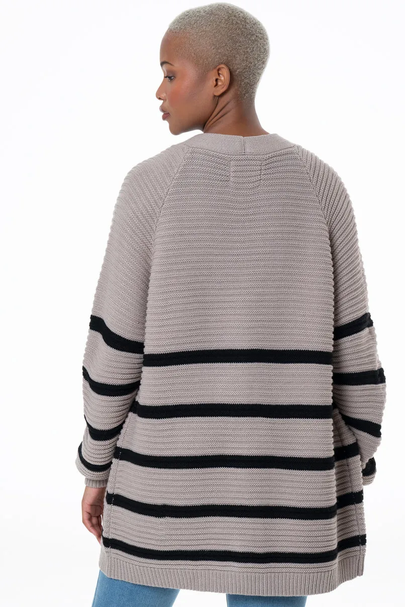 Striped Cardigan _ 145682 _ Brown