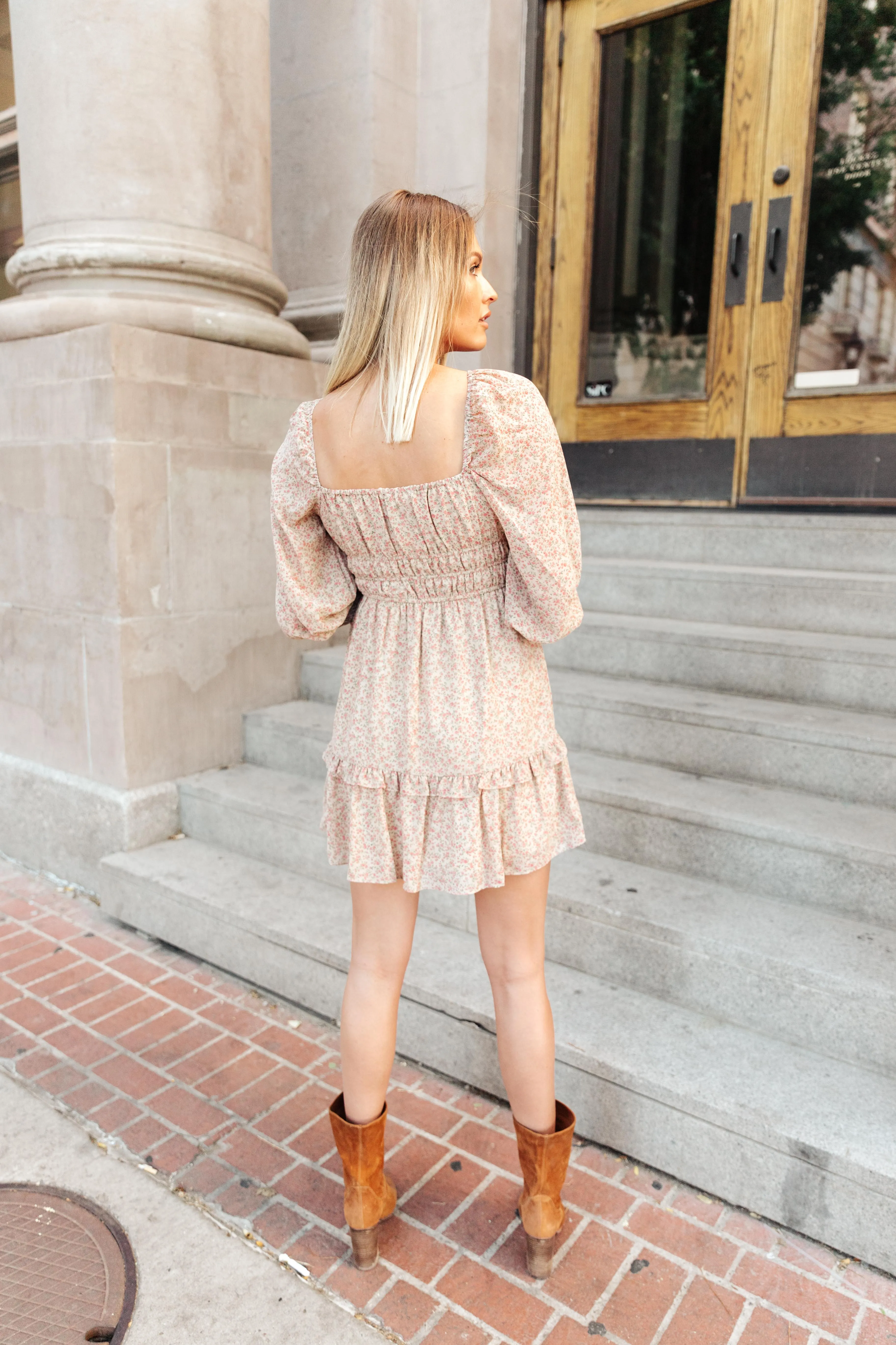 Tea Time Long Sleeve Mini Dress