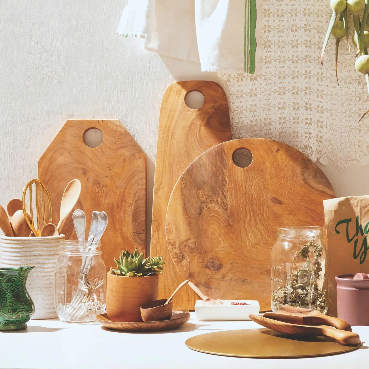 Teak Root Cellar and Spoon Set