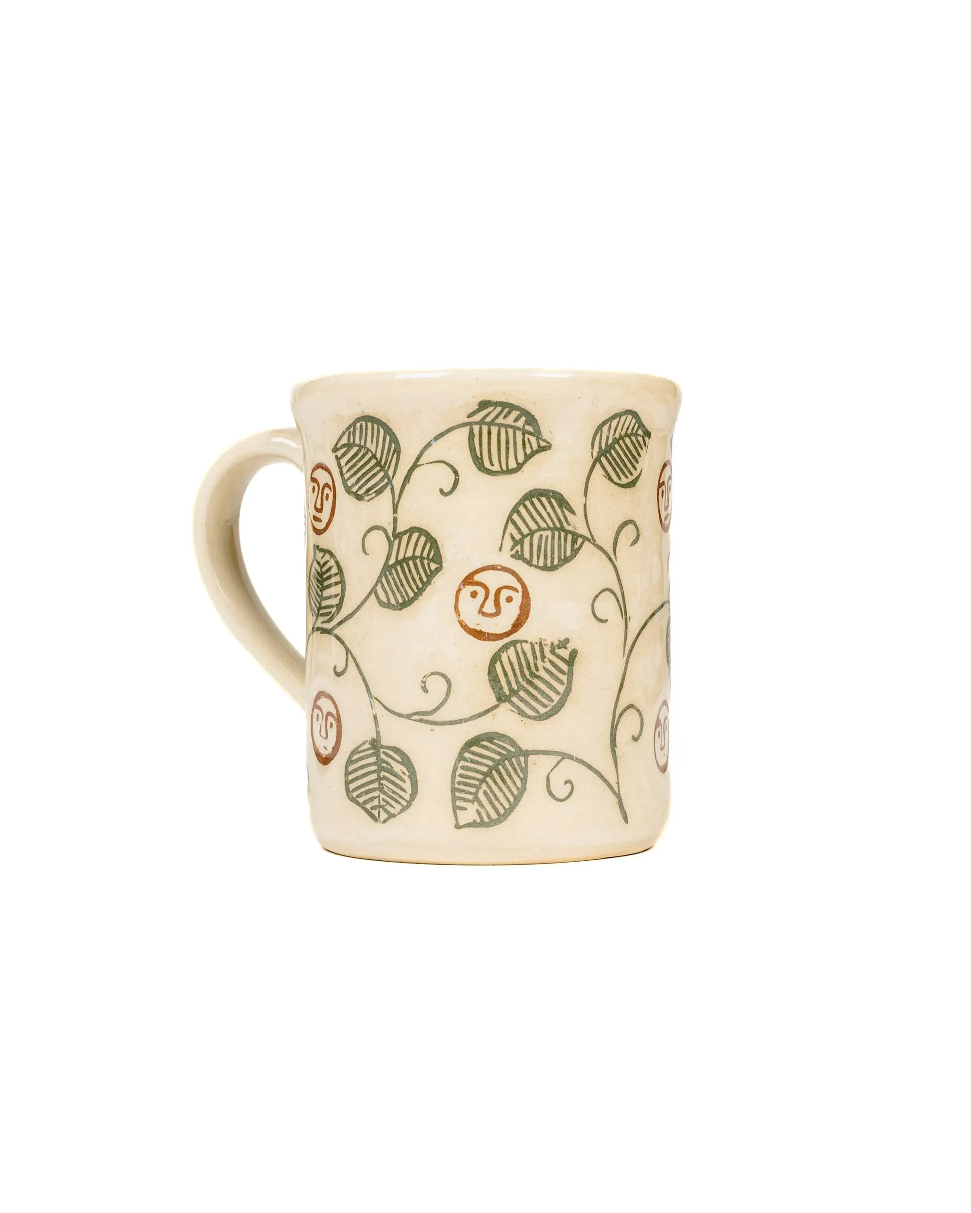 Tender Plautus Vine Sgraffito Mug Clear Glazed White Clay