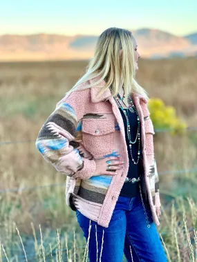 The Fall Pink Aspen Aztec Sherpa Jacket