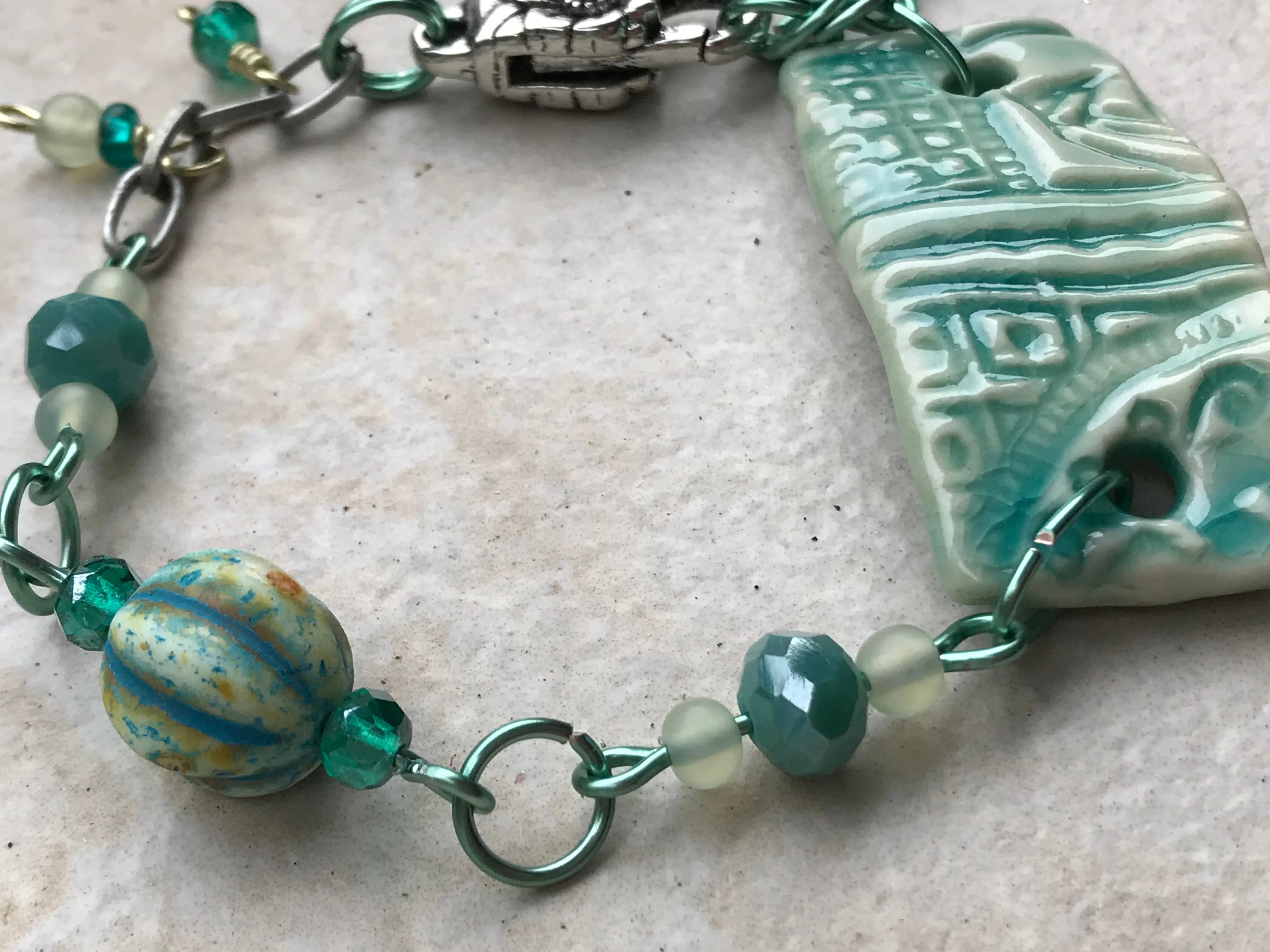 Turquoise Beaded Bracelet with Silver Accents