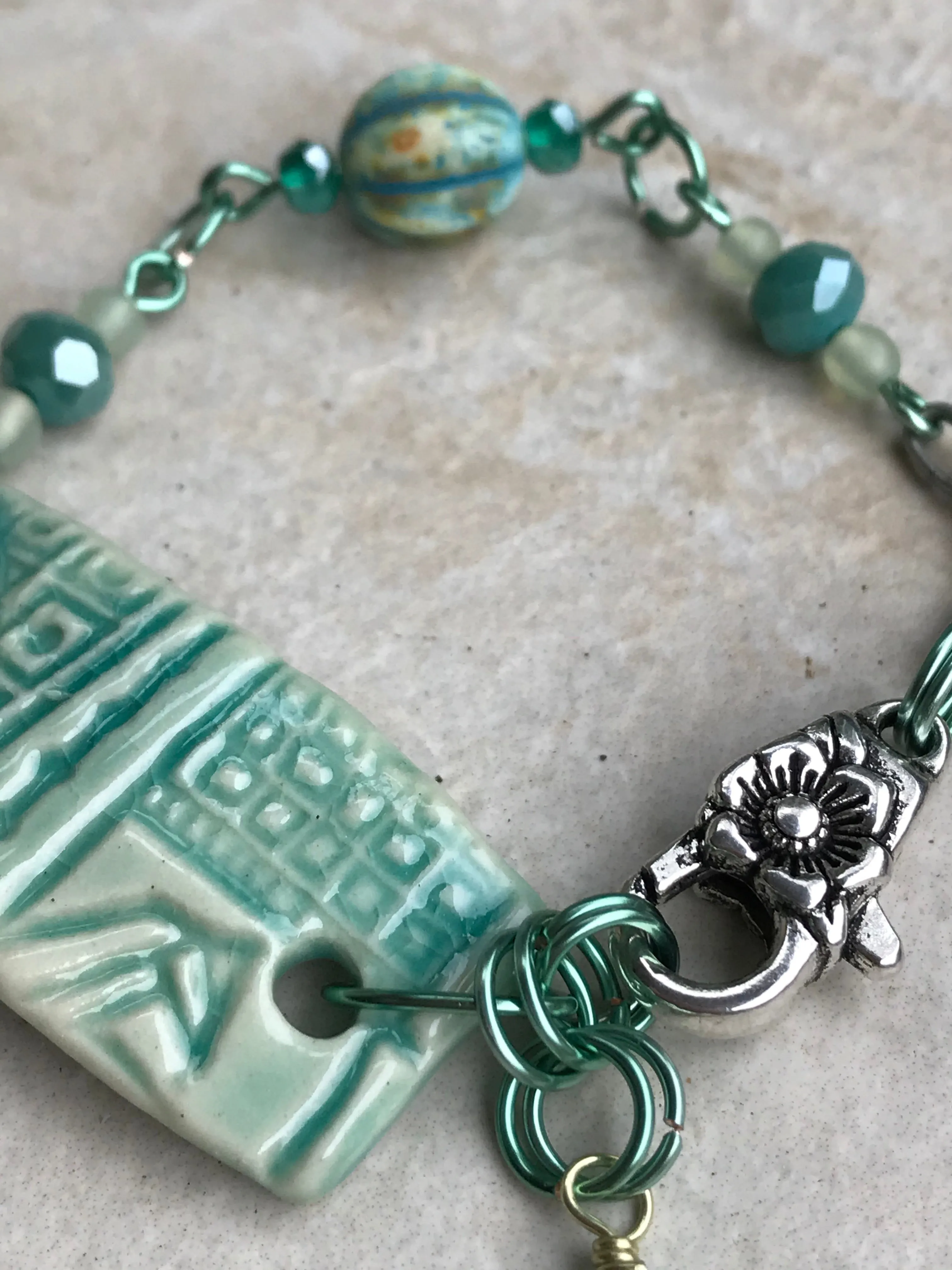 Turquoise Beaded Bracelet with Silver Accents