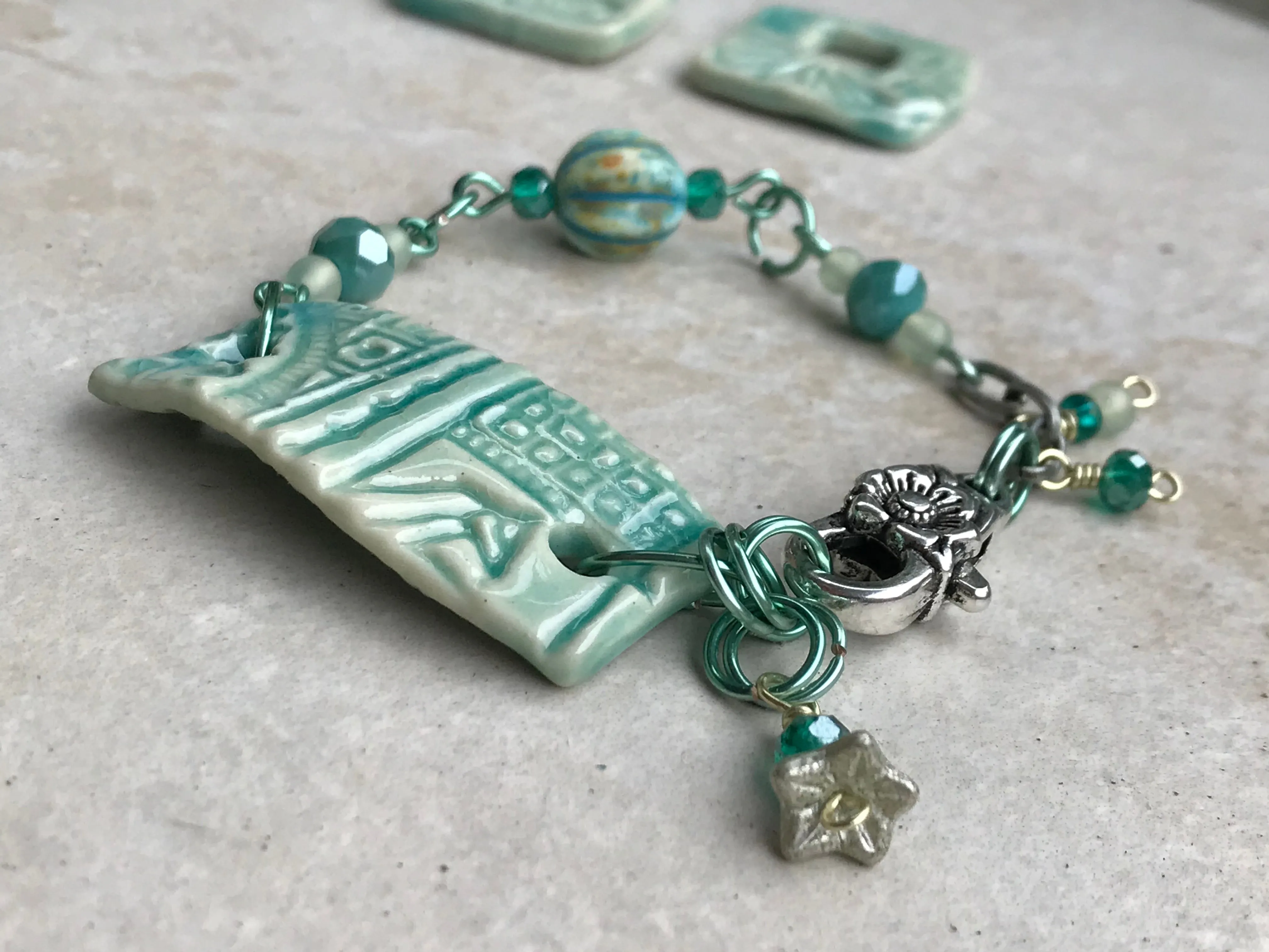 Turquoise Beaded Bracelet with Silver Accents