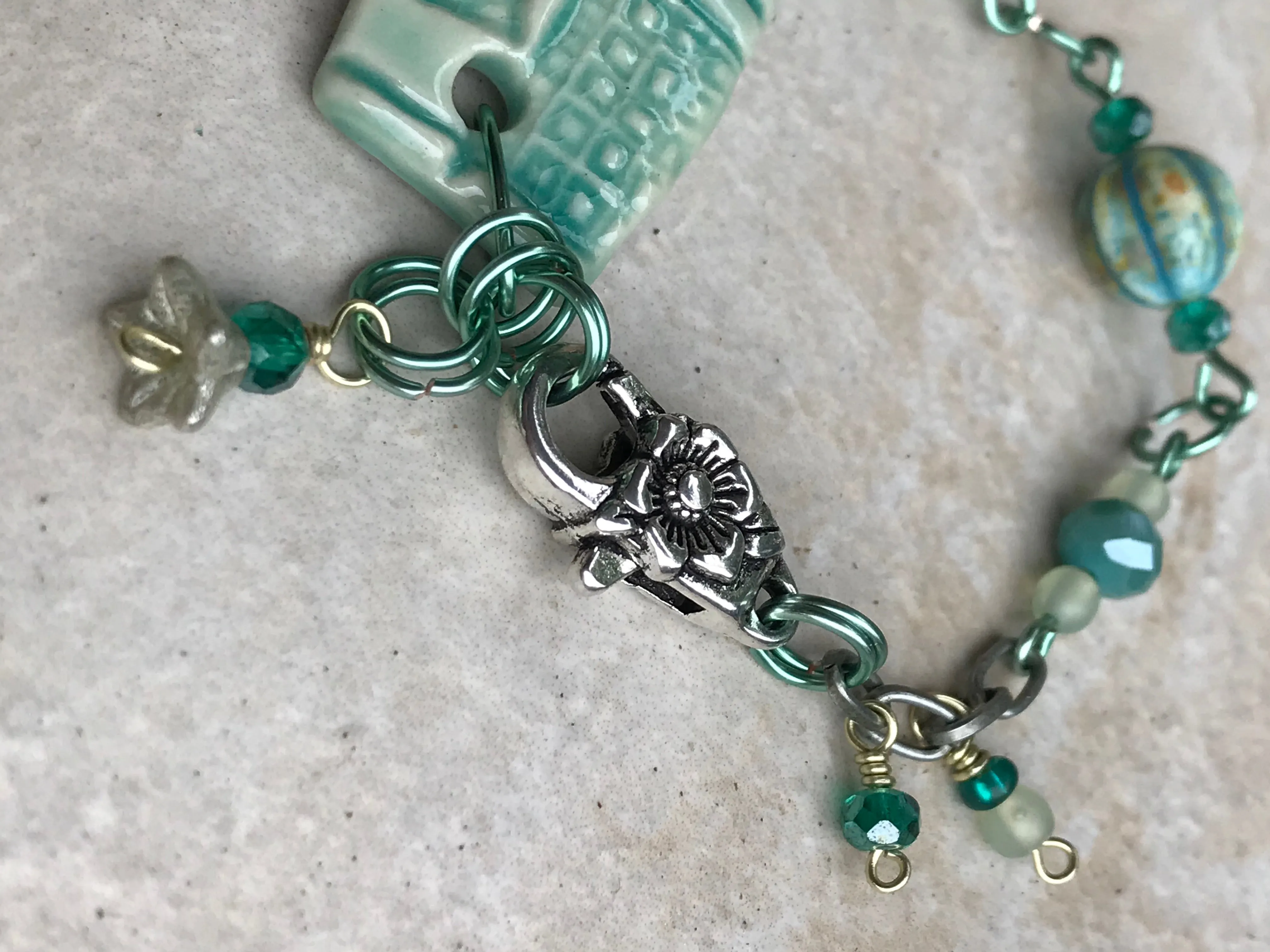 Turquoise Beaded Bracelet with Silver Accents