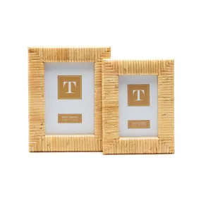 Two's Company Woven Rattan Photo Frame