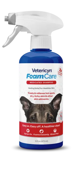 Vetericyn FoamCare Sprayable Medicated Shampoo for Dogs & Cats, 16-ounce