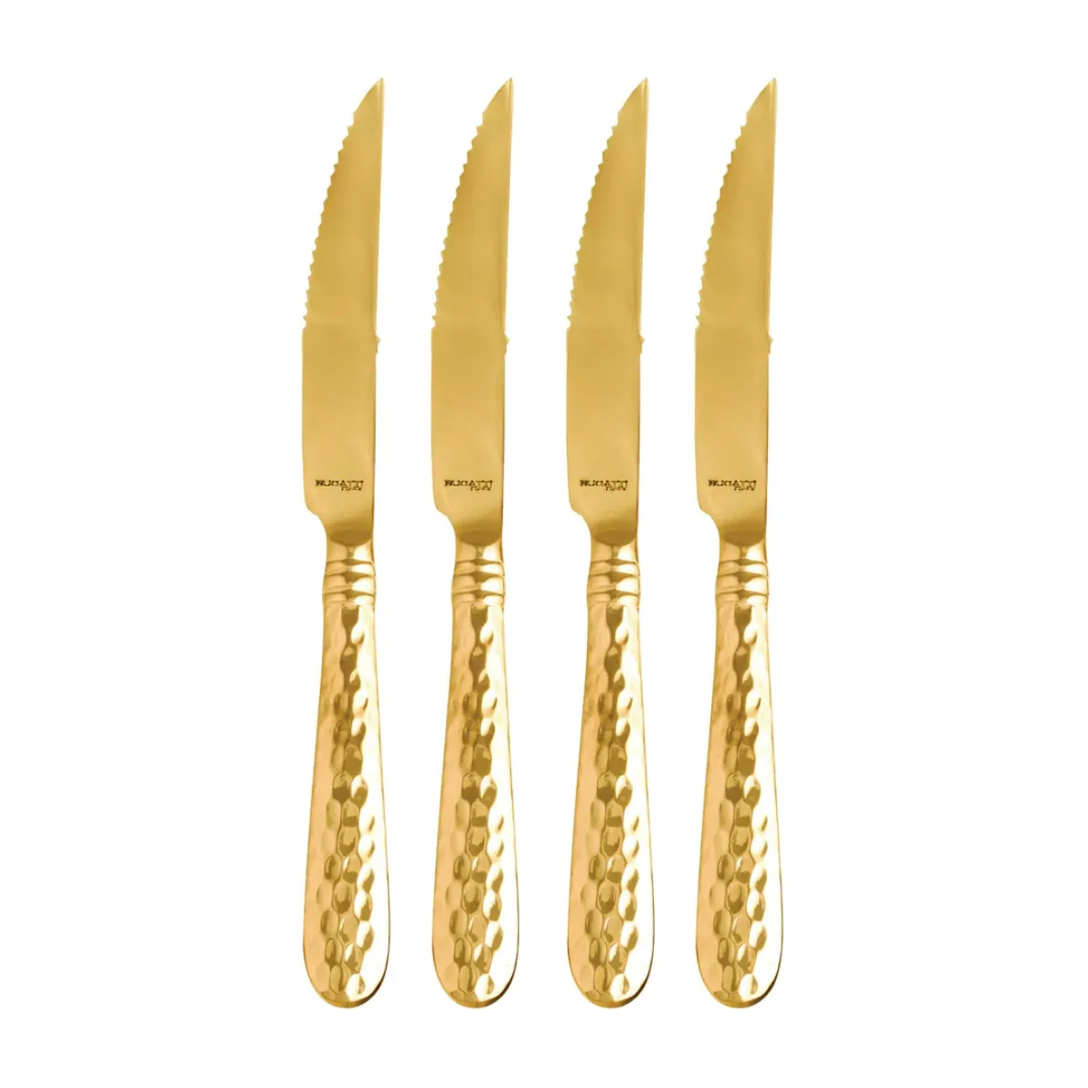 VIETRI Martellato Gold Steak Knives, Set of 4