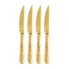 VIETRI Martellato Gold Steak Knives, Set of 4