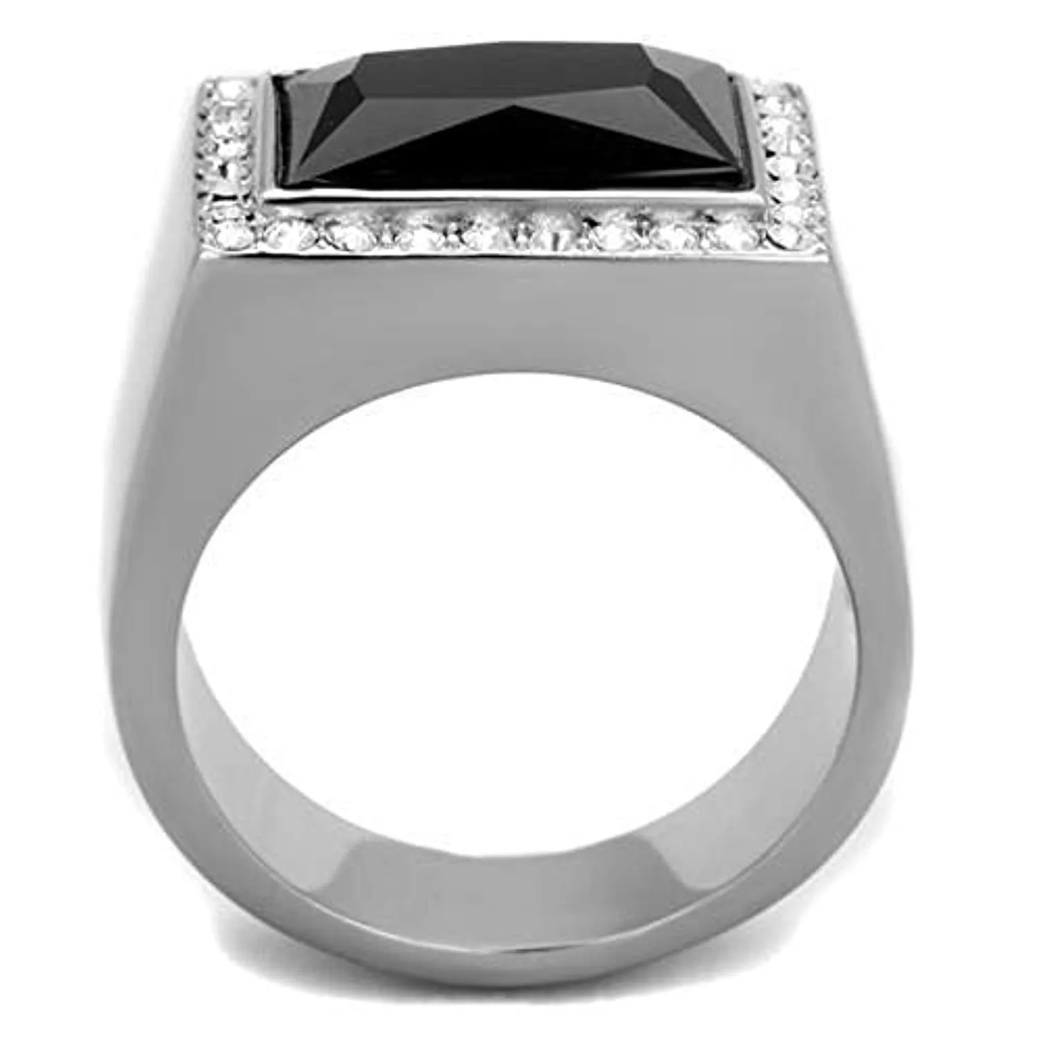 WildKlass Stainless Steel Ring High Polished (no Plating) Men Synthetic Jet