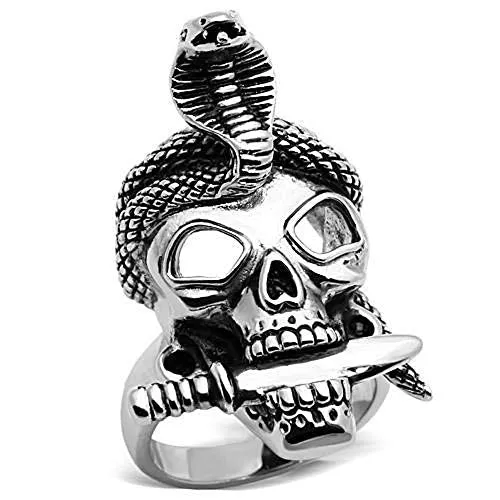 WildKlass Stainless Steel Skull Ring High Polished (no Plating) Men Epoxy Jet