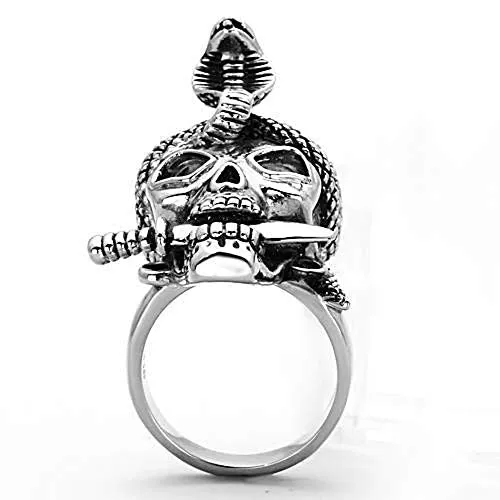 WildKlass Stainless Steel Skull Ring High Polished (no Plating) Men Epoxy Jet