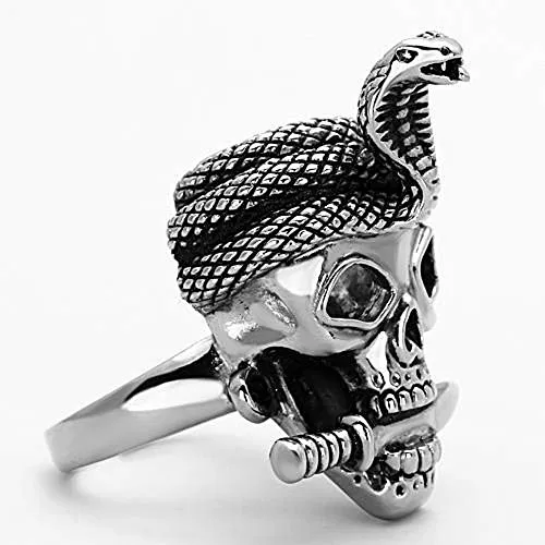 WildKlass Stainless Steel Skull Ring High Polished (no Plating) Men Epoxy Jet