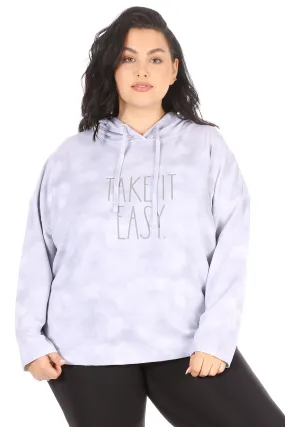 Women's "TAKE IT EASY" Plus Size Long Sleeve Pullover Fashion Hoodie