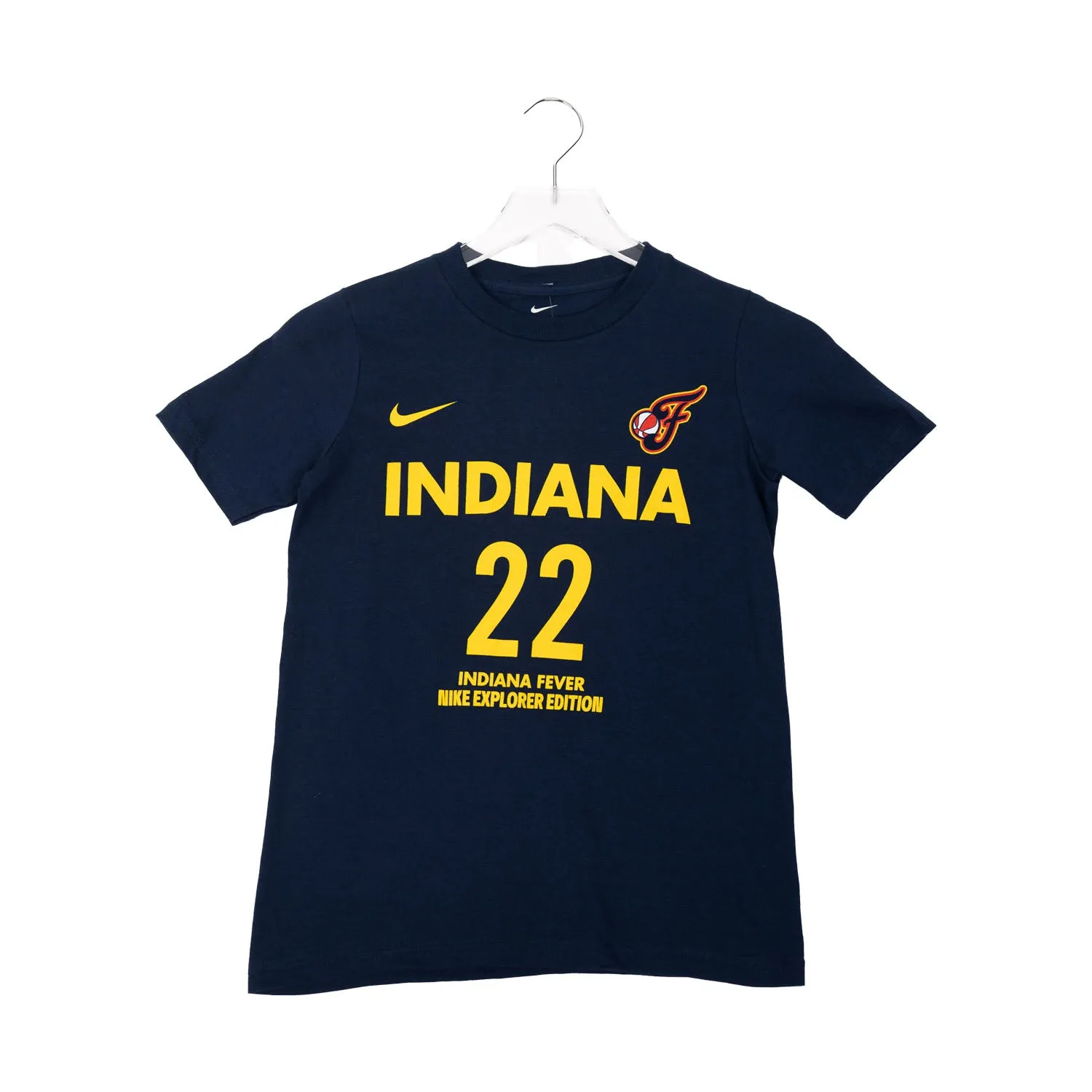 Youth Indiana Fever #22 Caitlin Clark Explorer Name and Number T-Shirt in Navy by Nike